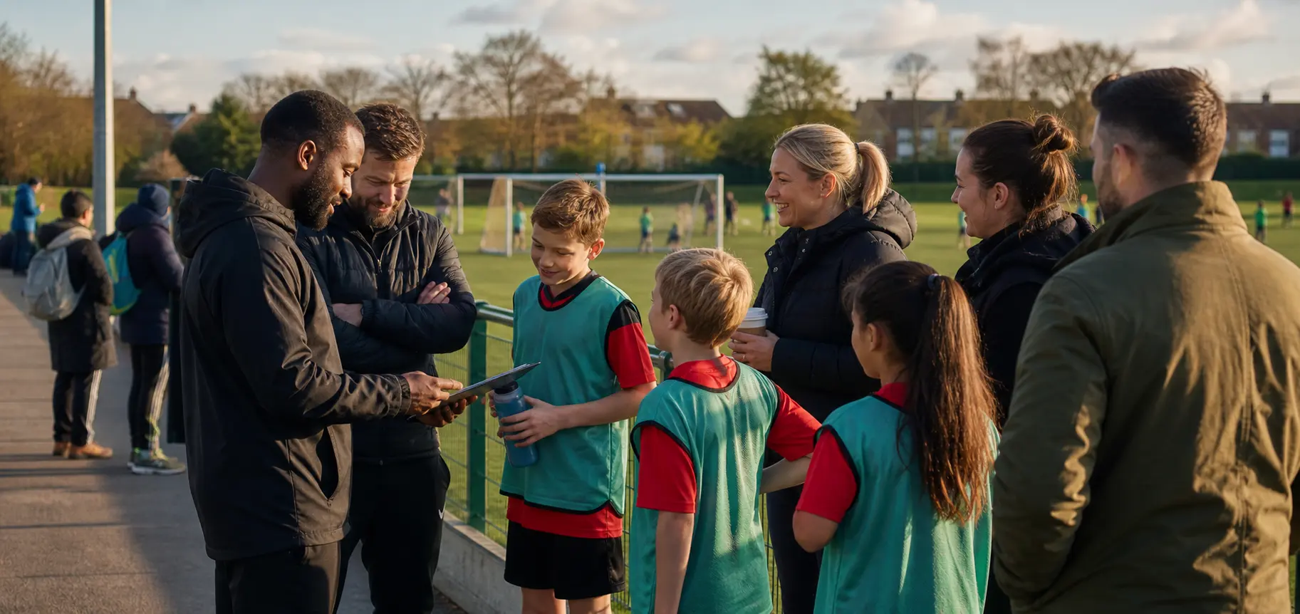 Parent, player, coach, and club helper group after grassroots training
